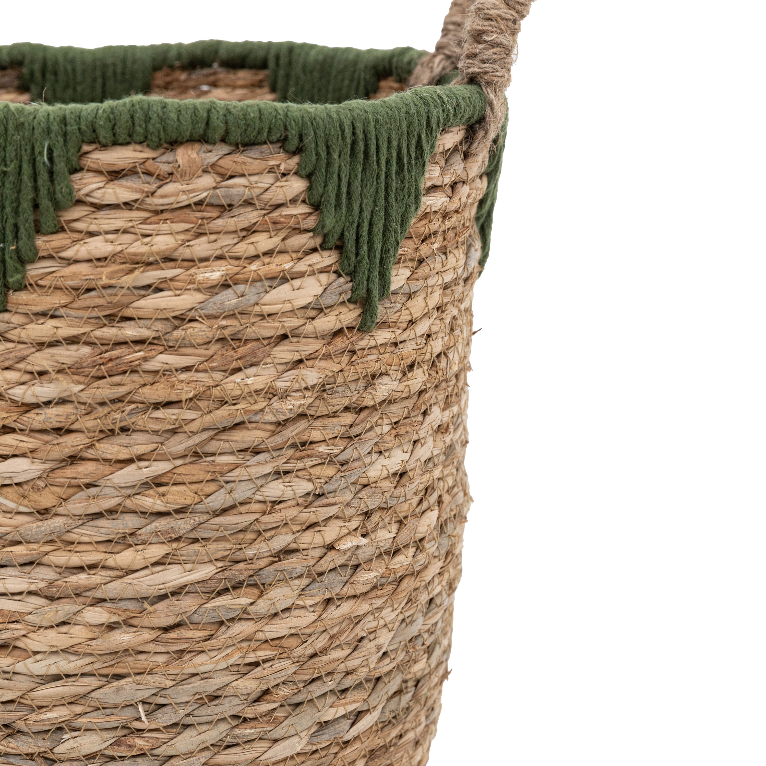 Set of 3 Brentwood Natural & Green Seagrass Baskets